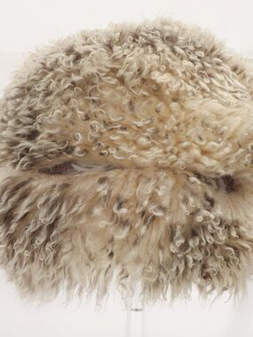 Vintage Gwen Pennington Cream/Black Genuine Curly Shearling fur Topper Hat